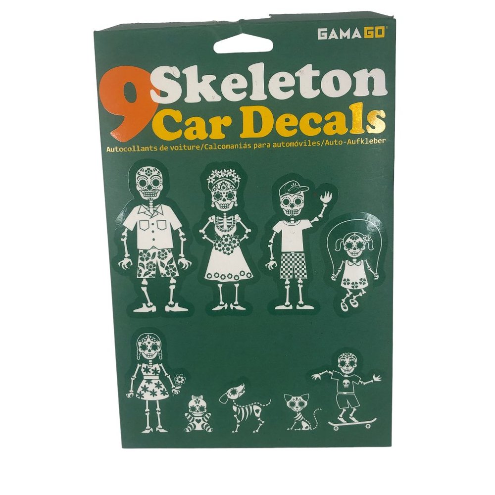Gama Go Set of 9 Skeleton Car White Decals Family Skull Stickers Gothic Punk New